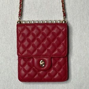 Faux pearl, crossbody purse.